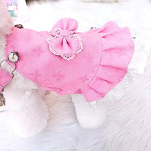 Load image into Gallery viewer, Jacquard Dungaree Lace Bow Dog Dress