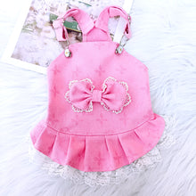 Load image into Gallery viewer, Jacquard Dungaree Lace Bow Dog Dress