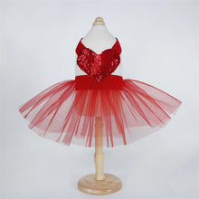 Load image into Gallery viewer, Red Sequin Heart Tulle Dog Dress