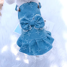 Load image into Gallery viewer, Jacquard Dungaree Lace Bow Dog Dress