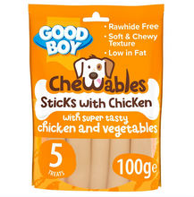 Load image into Gallery viewer, Good Boy Chewables Dog Treats Rawhide Free Chicken Sticks 5PK