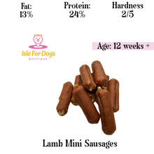 Load image into Gallery viewer, Natural Dog Treats - Lamb Mini Sausages 10PK