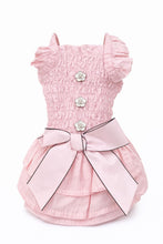 Load image into Gallery viewer, Smocked Rose Button Bow Dog Dress
