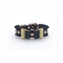 Load image into Gallery viewer, Black Gold Bow Dog Collar - White Background