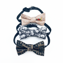 Load image into Gallery viewer, Designer Parody Dog Bow Tie Collars - White Background
