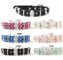 Load image into Gallery viewer, Double Row Pearl & Rhinestone Dog Collar