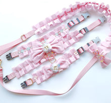 Load image into Gallery viewer, Pink Ruffle Crystal Heart Dog Collar
