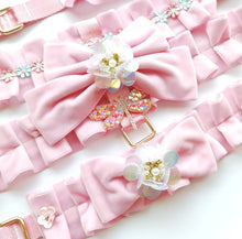 Load image into Gallery viewer, Pink Ruffle Crystal Heart Dog Collar