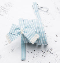 Load image into Gallery viewer, Stipe Bow dog harness set BLUE