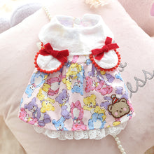 Load image into Gallery viewer, Rainbow Bear Print Eyelet Bow Dog Dress