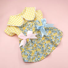 Load image into Gallery viewer, Gingham & Floral Bow Dog Dress