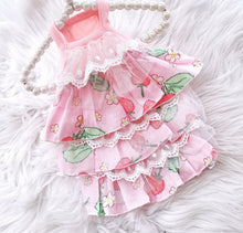 Load image into Gallery viewer, Strawberry Print Tiered Ruffle Dog Dress