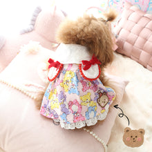 Load image into Gallery viewer, Rainbow Bear Print Eyelet Bow Dog Dress