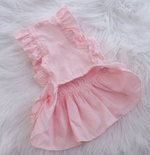 Load image into Gallery viewer, Smocked Rose Button Bow Dog Dress