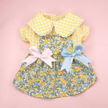 Load image into Gallery viewer, Gingham & Floral Bow Dog Dress