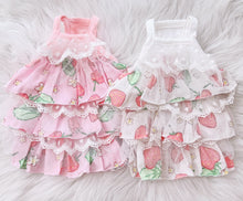 Load image into Gallery viewer, Strawberry Print Tiered Ruffle Dog Dress
