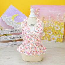 Load image into Gallery viewer, Paris Print Halter Harness Peplum Dog Dress