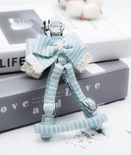 Load image into Gallery viewer, Stipe Bow dog harness set BLUE