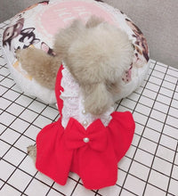 Load image into Gallery viewer, Pearl & Lace Bow Dog Dress