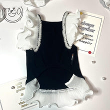 Load image into Gallery viewer, NEW black with white pearls dog top