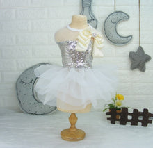 Load image into Gallery viewer, Black Sequin Cream Bow Tutu Dog Dress