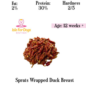 Natural Dog Treats - Sprats Wrapped Duck Breast 50g