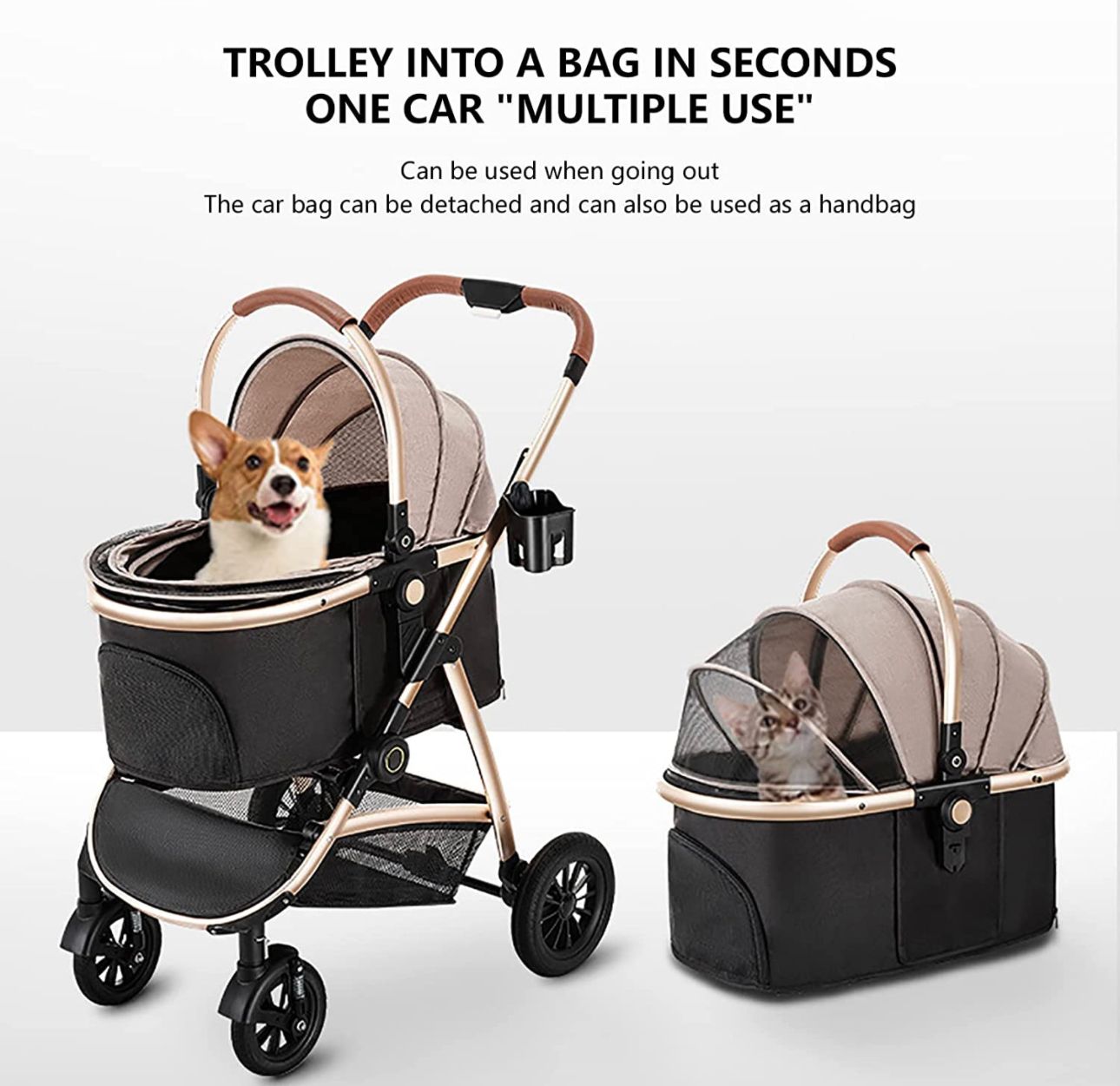 Luxury Monogram First Class Sporty Dog Stroller- Yellow