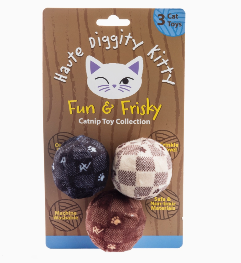 Kitty Vuiton Balls (Checker) Organic Catnip Toys