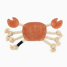 Load image into Gallery viewer, Ecozippy Suede and Rope Buddies - Crab
