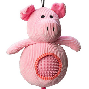 House Of Paws - Pink Pig Cord Toy With Spiky Ball