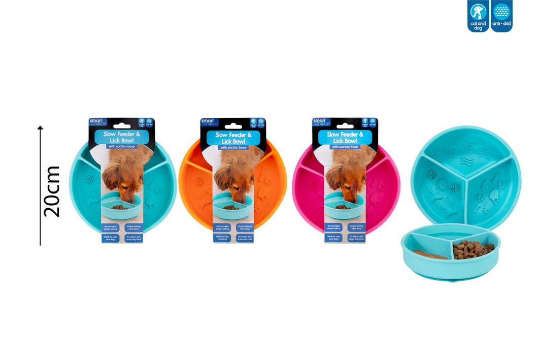 Smart Choice - 3 Section Slow Feeder & Lick Bowl 3 Colours