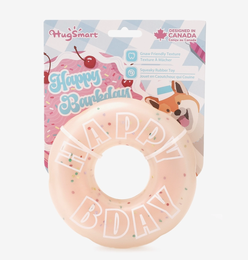 Hugsmart Pet - Yappy Birthday | Birthday Donut - Tpr Rubber