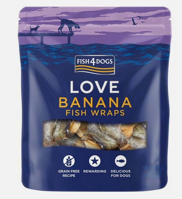 Fish4Dogs Love Banana Fish Wraps 100g