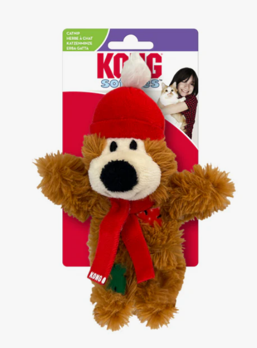 KONG Cat Christmas Kong Softies Bear - Red Hat