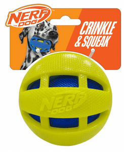 Nerf Dog Toys -   Checker Squeak & Crunch Ball 3.8in