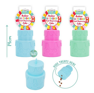 Squeaky Rubber Treat Dispensing Birthday Cake