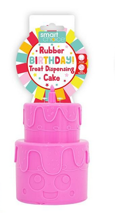 Squeaky Rubber Treat Dispensing Birthday Cake