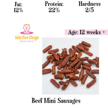 Load image into Gallery viewer, Natural Dog Treats - Beef Mini Sausages 10PK
