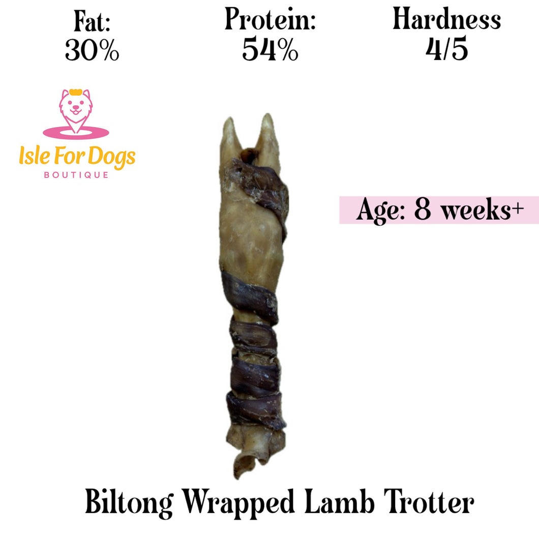 Natural Dog Treats - Biltong Wrapped Lamb Trotter 1PC