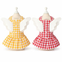 Load image into Gallery viewer, Paris Angel Wings Gingham Dog Dress
