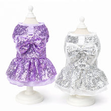 Load image into Gallery viewer, Sequin Bow Harness Dog Dress
