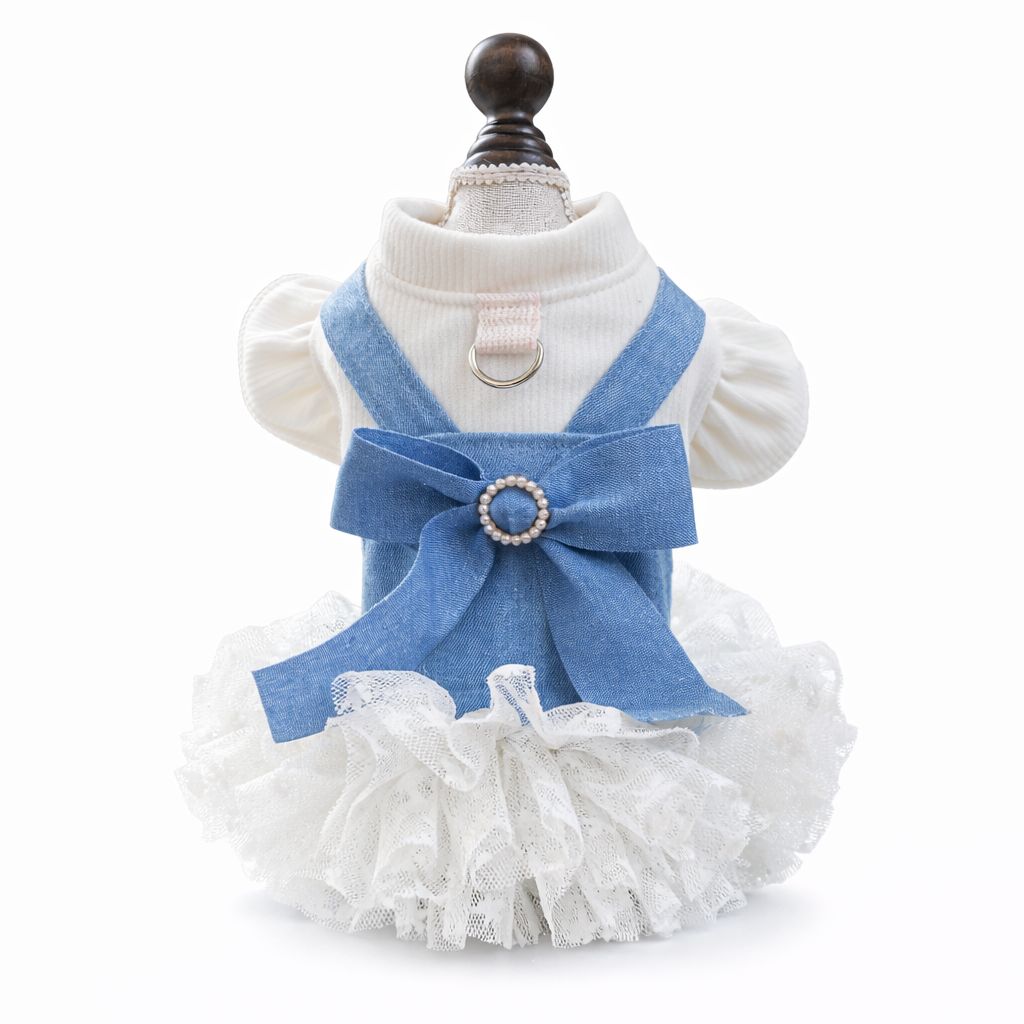 blue dog dress Holiday Dog Harness Dress main image 1