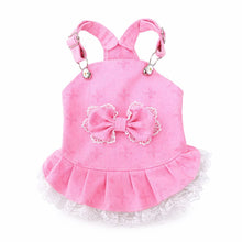 Load image into Gallery viewer, Jacquard Dungaree Lace Bow Dog Dress
