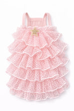 Load image into Gallery viewer, Pink Polka Dot Tiered Tulle Dog Dress
