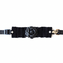 Load image into Gallery viewer, Black Ruffle Rose Dog Collar - White Background
