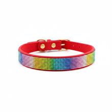 Load image into Gallery viewer, Red Rainbow Rhinestone Dog Collar
