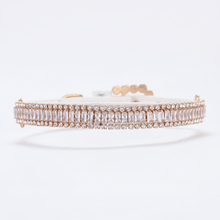 Load image into Gallery viewer, Rose Gold Baguette Rhinestone Dog Collar - White Background
