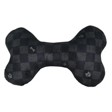 Load image into Gallery viewer, NEW Black Checker Chewy Vuiton Bone Dog Toy
