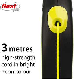 Flexi New Neon Small Dog cord Leash - Neon Green