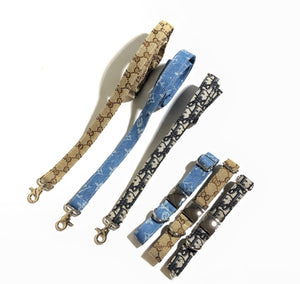 Denim collar and lead set